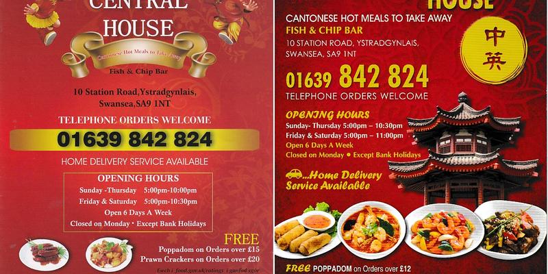 Central House Fish Bar Menu
