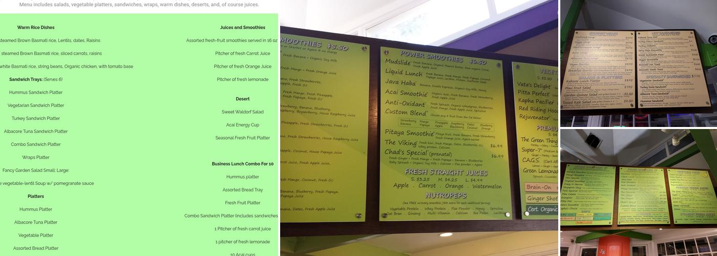 Juice Kaboose Menu
