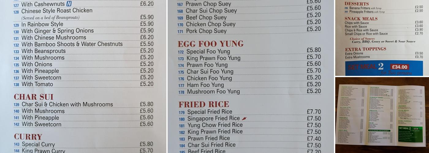 Pine and Bamboo Menu