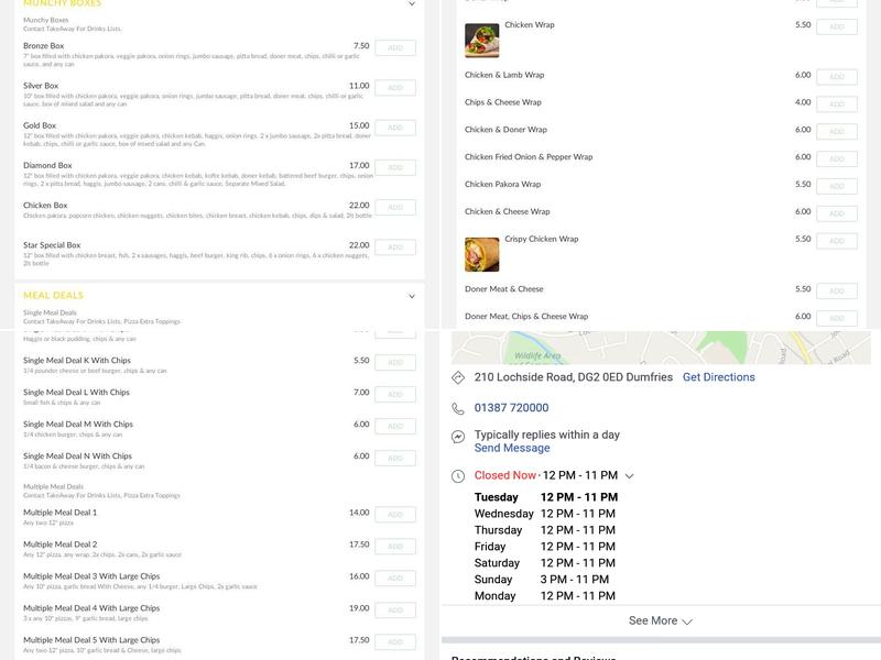 star fish & chips Menu