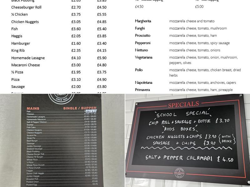Balmoral Chippy Menu