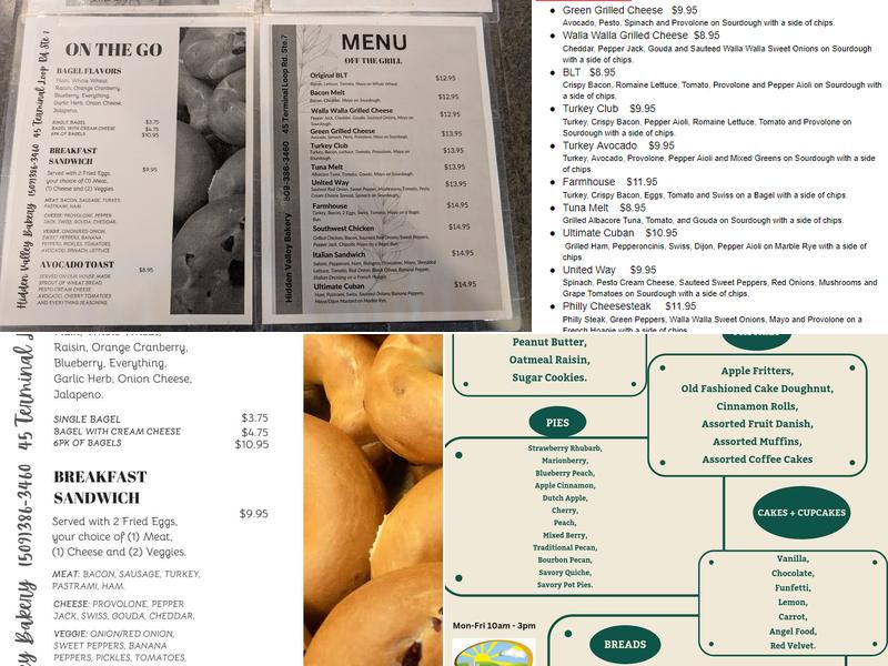 Hidden Valley Bakery Menu