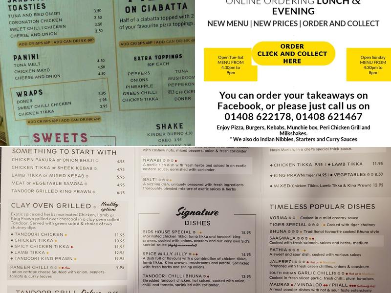 Sids Street Food Takeaway Menu