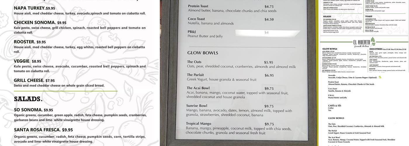 El Huerto (Where-Tow) Fresh Bites Menu