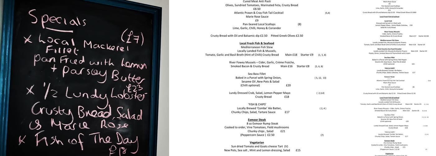 Take Thyme Lobster & Fish Restaurant Menu