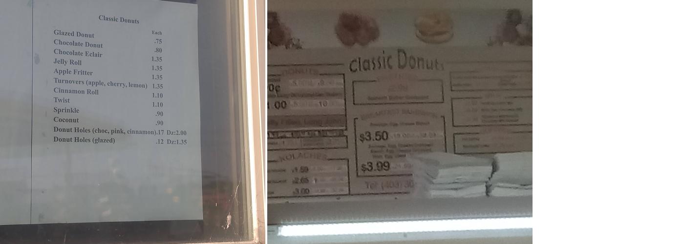 Classic Donut Co Menu