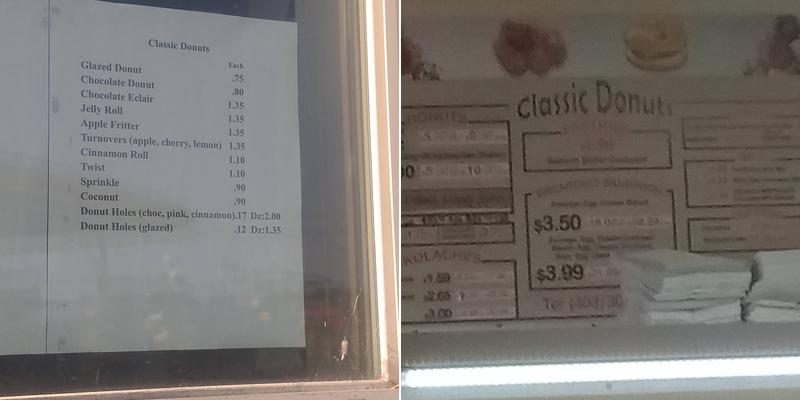 Classic Donut Co Menu