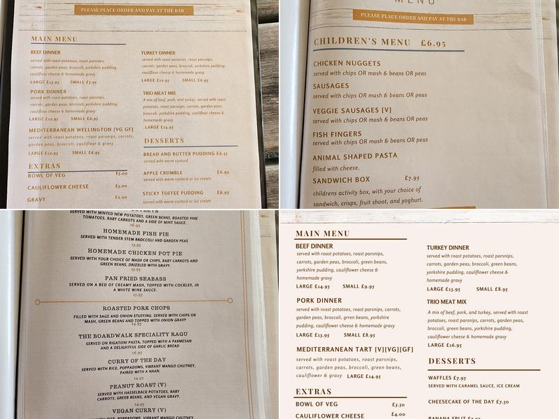 The Boardwalk Bistro Menu