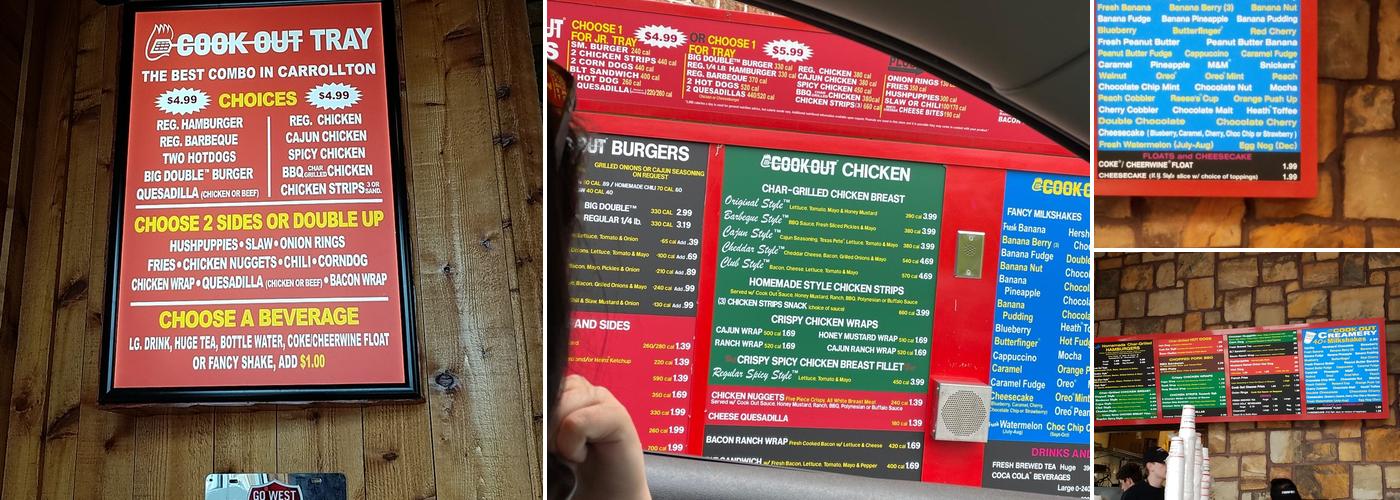 Cook Out Menu