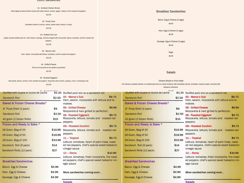 Gluten Free Oasis Menu