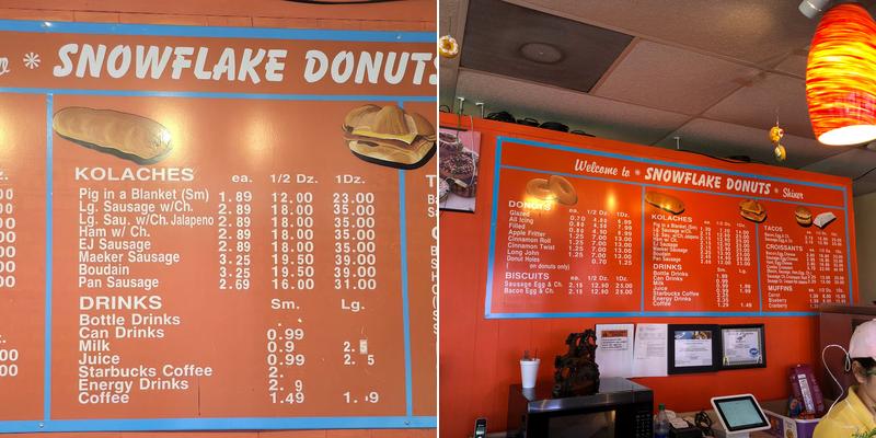 Snow Flake Donuts Menu