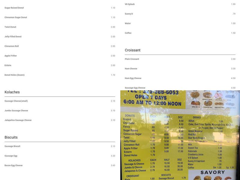 M&M Donuts Menu