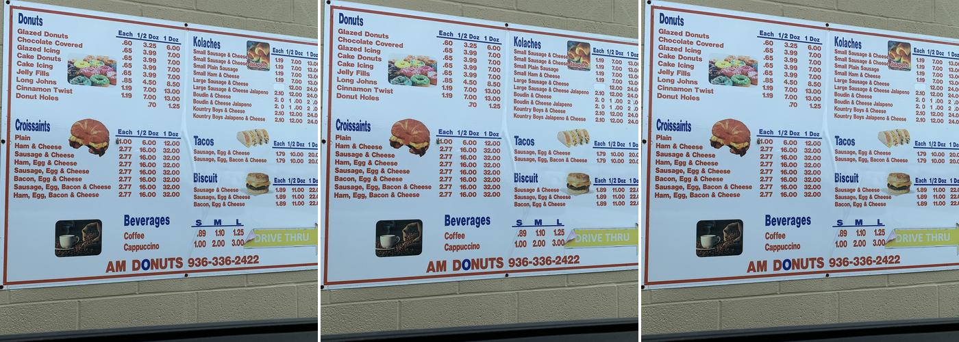 A M Donuts Menu