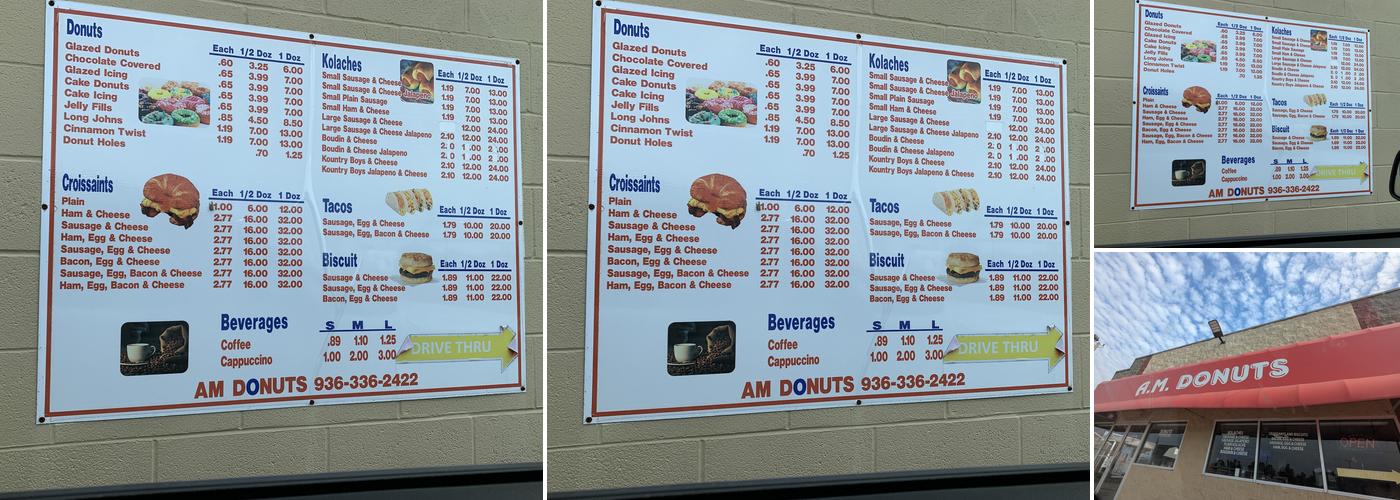 A M Donuts Menu