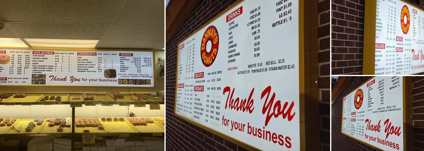 Dannay's Donuts Menu