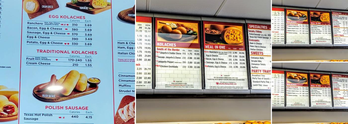 Kolache Factory Menu