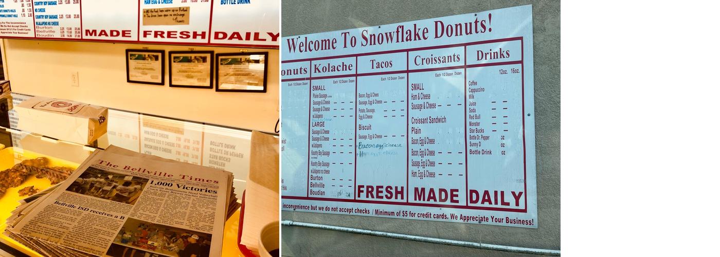 Snowflake Donuts Menu