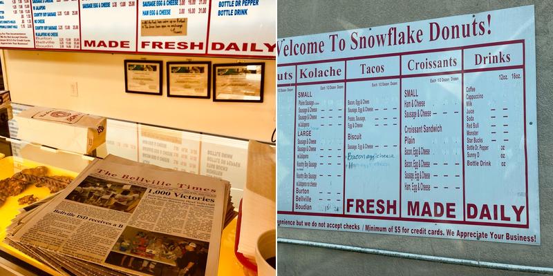Snowflake Donuts Menu