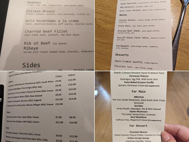 Stoke Mill Restaurant Menu