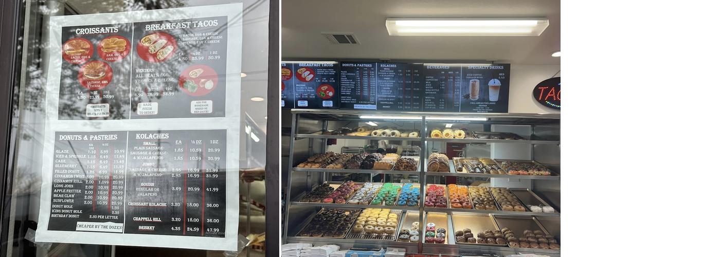 Snowflake Donuts Menu