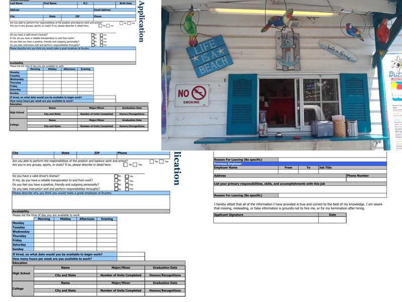Buzzles Shaved Ice Menu