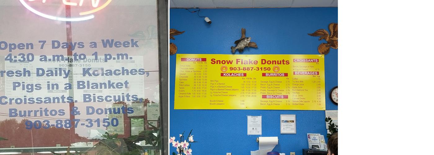 Snowflake Donuts Menu