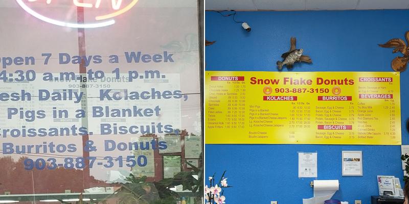 Snowflake Donuts Menu
