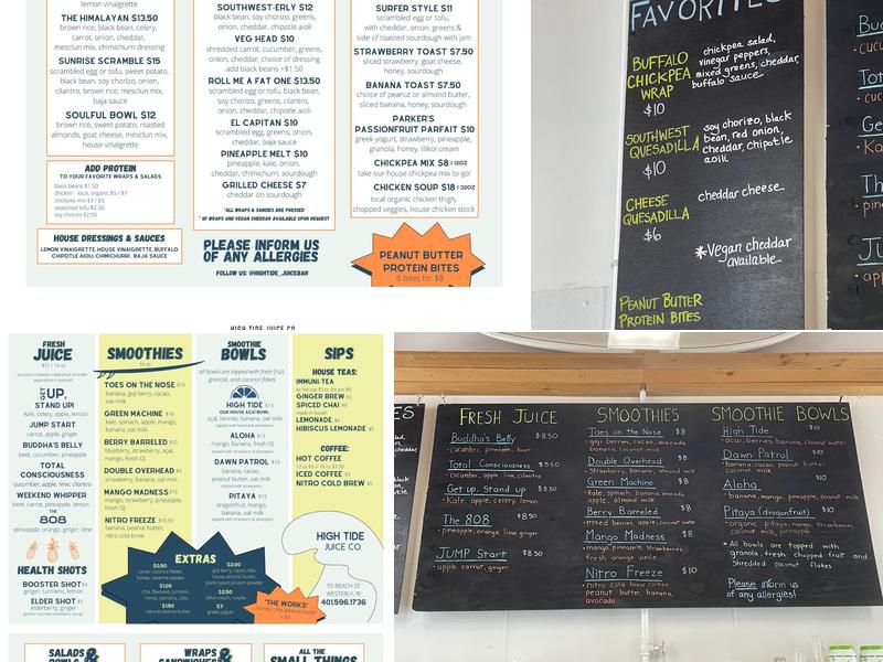 High Tide Juice Co. Menu