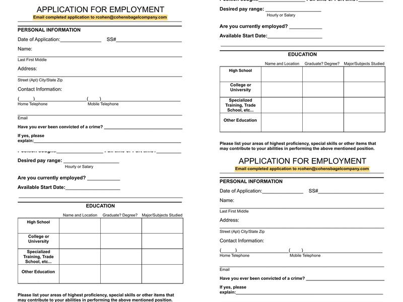 Cohen's Bagel Company Menu