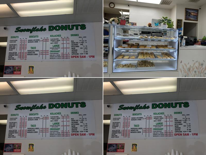 Snow Flake Donuts Menu