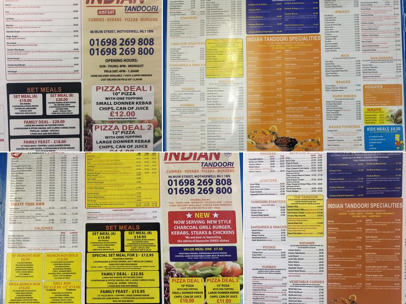Indian Tandoori Menu