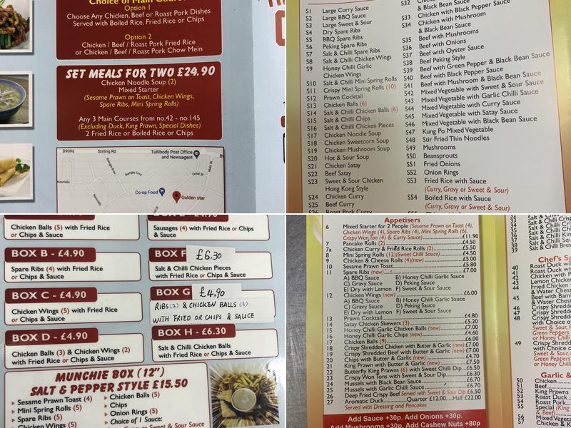 New Golden star Menu