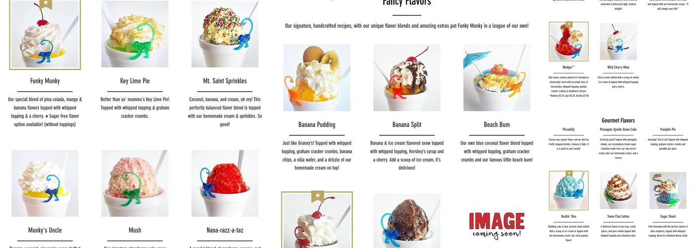 Funky Munky Shaved Ice Menu