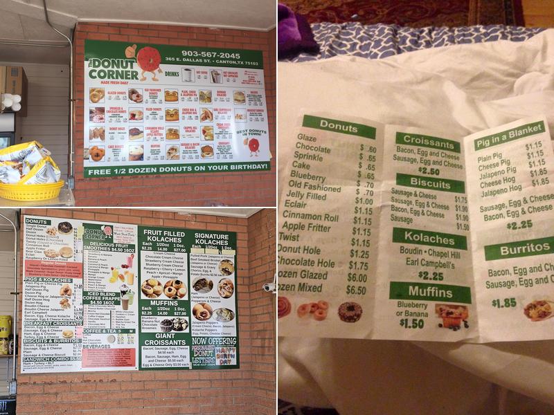 Donut Corner Menu