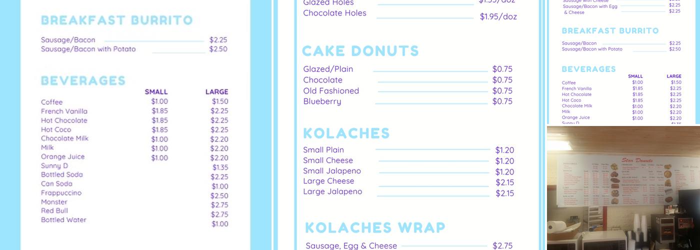 Star Donuts Menu