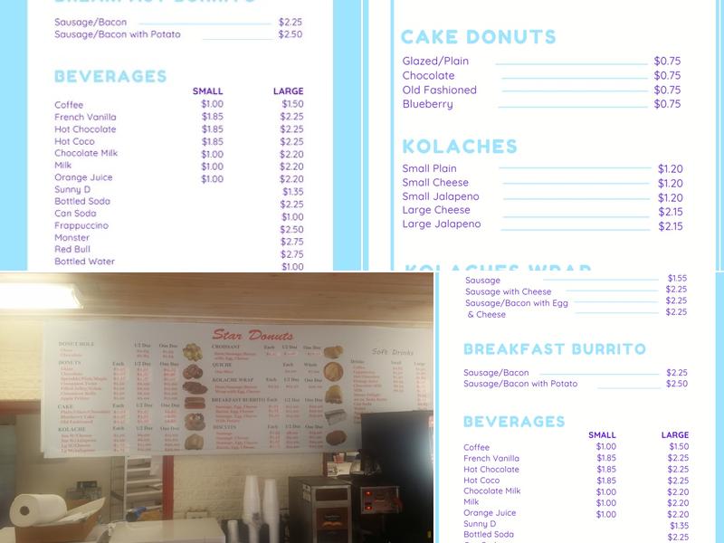 Star Donuts Menu