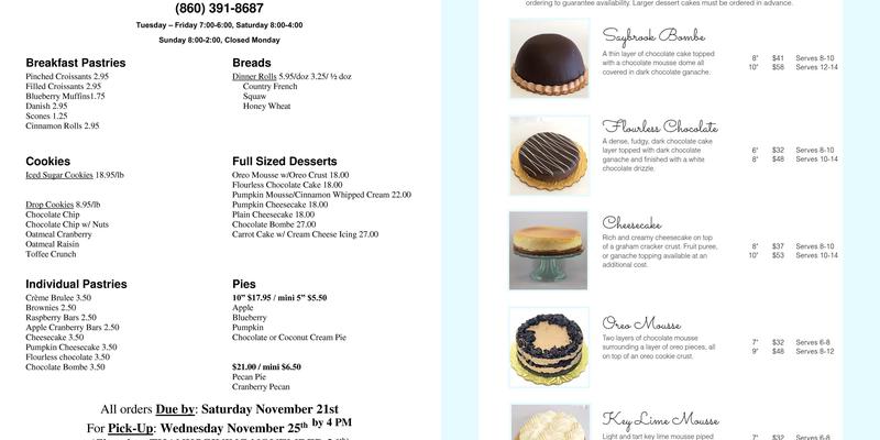 Pursuit of Pastry Menu