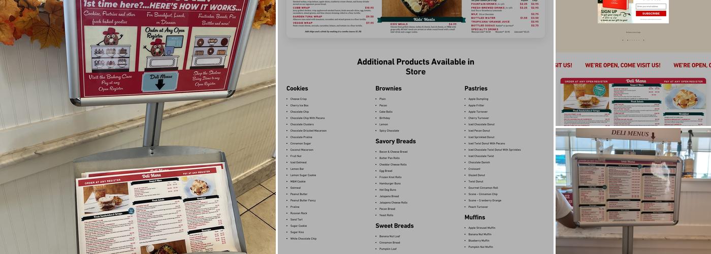 Collin Street Bakery Main store Menu