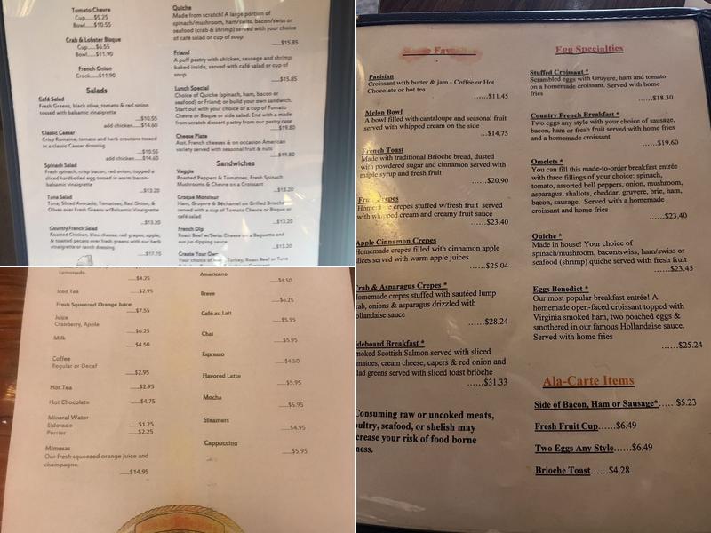 John Pierre's French Bakery Menu