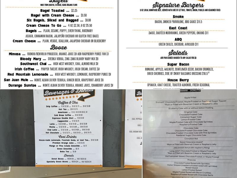 Durango Doughworks Menu