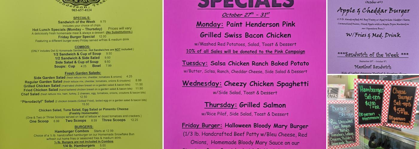 Snowflake Cafe' & Catering Menu