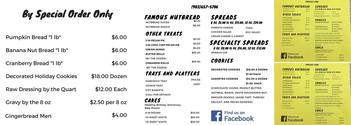 Leon's Pastry Shop Menu