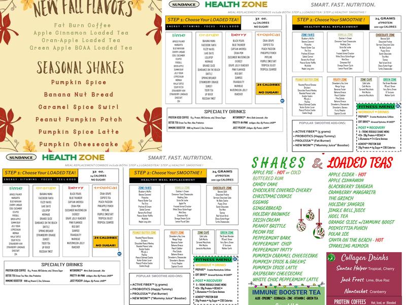 Sundance Health Zone Menu