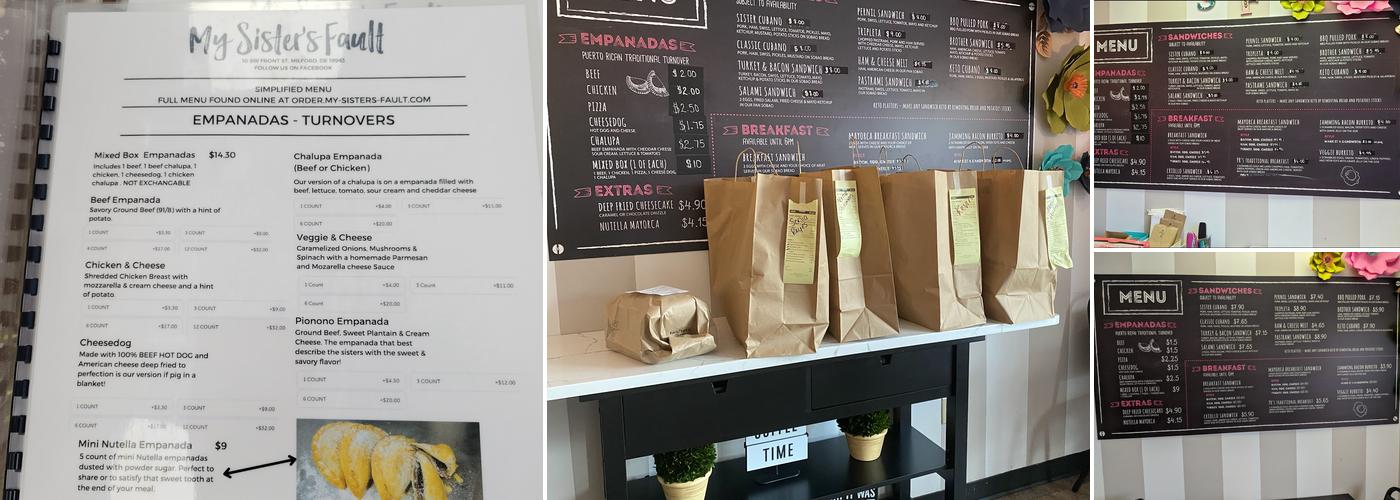 My Sister’s Fault Menu