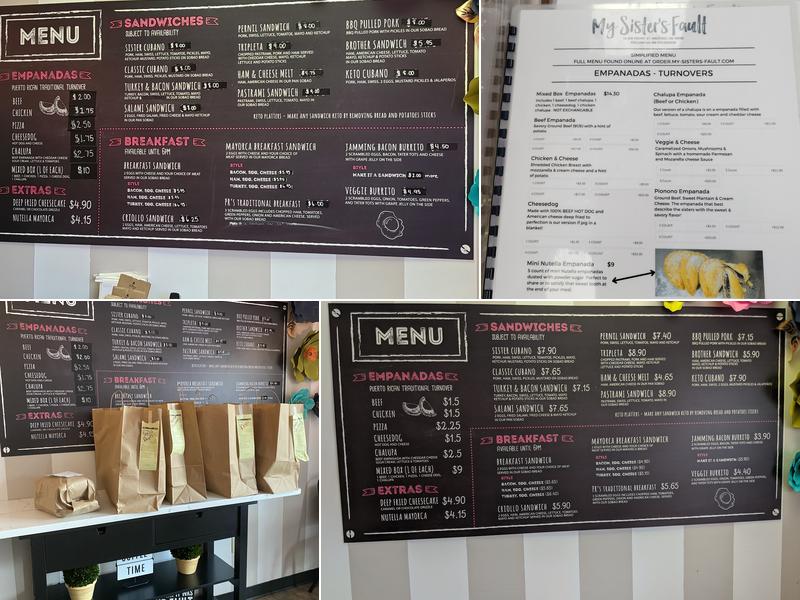 My Sister’s Fault Menu