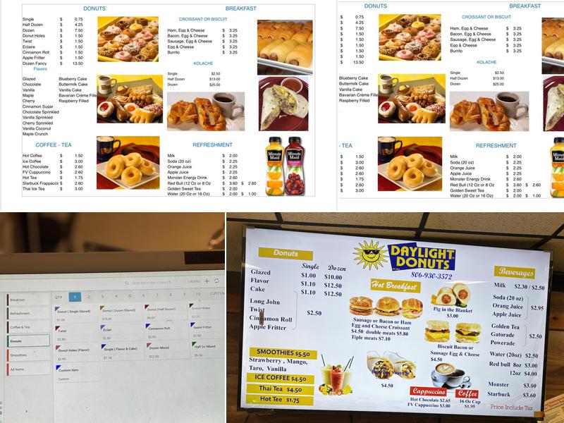 Daylight Donuts Menu