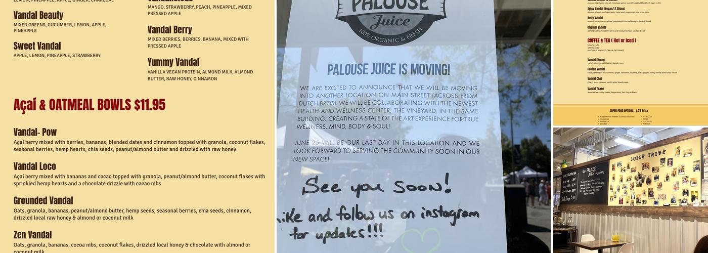 Palouse Juice Menu