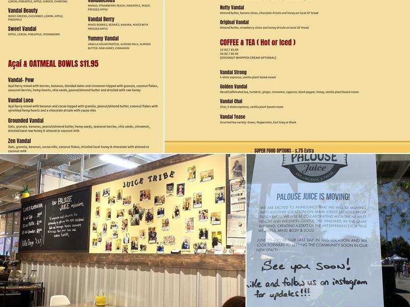 Palouse Juice Menu