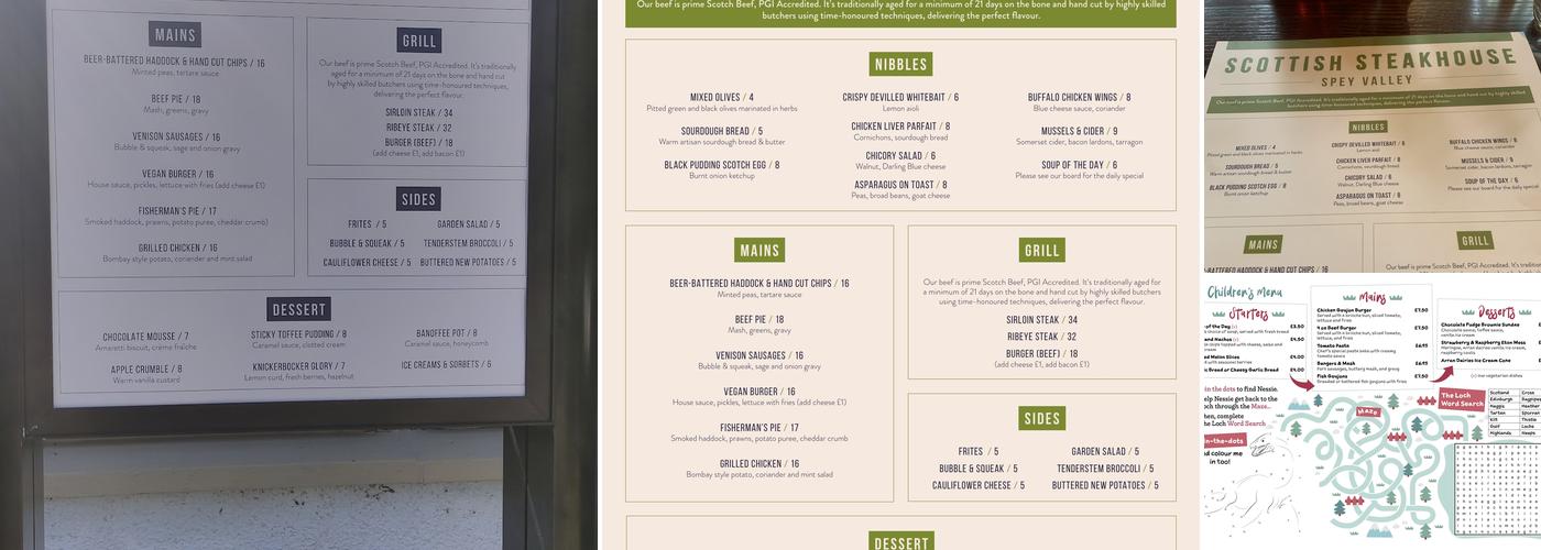 Scottish Steakhouse Menu