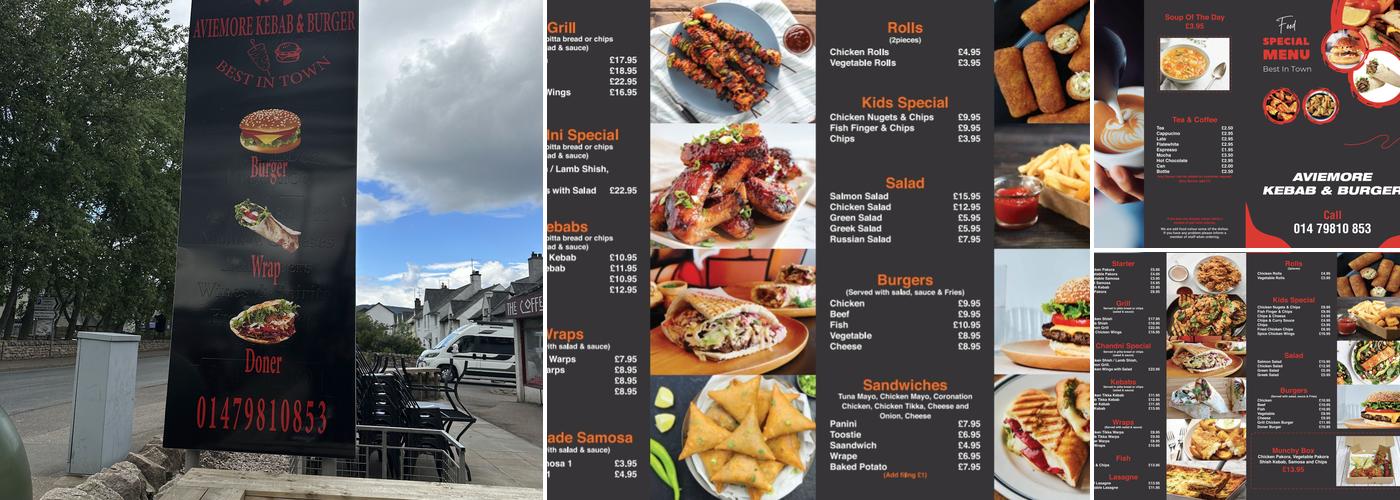 Aviemore Kebab & Burger Menu